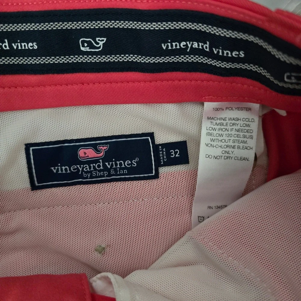 Vineyard Vines Links Shorts Mens 32 Coral Performance Golf 9 Inch Inseam Solid‎